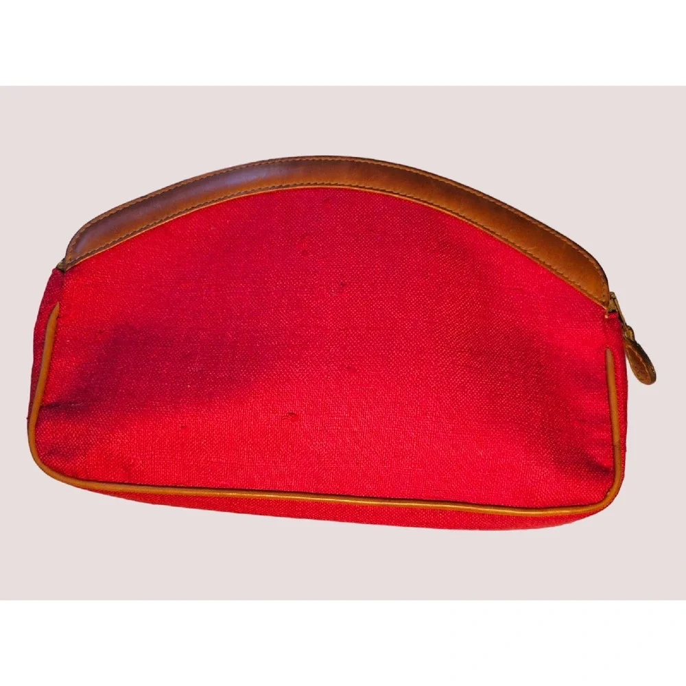 Vintage Trafalgar Preppy Luxe Red‎ Silk Linen Clutch Purse
